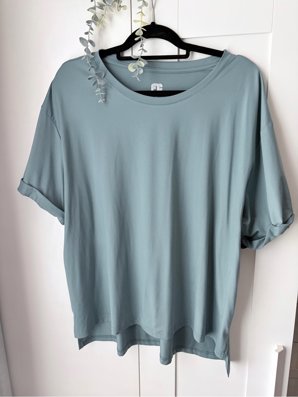 Fit Collective Crewneck Short-Sleeve Tee in Soft Blue-Green Gray
